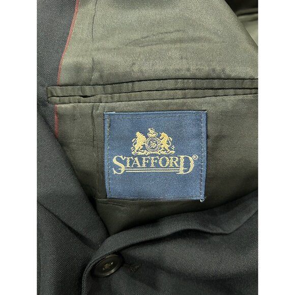 Vintage Stafford Mens Navy Blue Suit Jacket Blazer Size Wool Blend Sz 40S - Picture 5 of 10